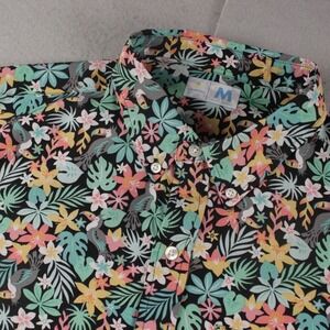 Chubbies Mens M Tropical Toucan Floral Short Sleeve Quarter Button Down Shirt